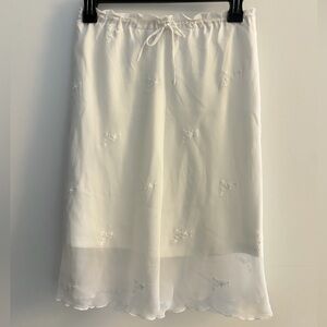 Vintage White Embroidered Midi Skirt